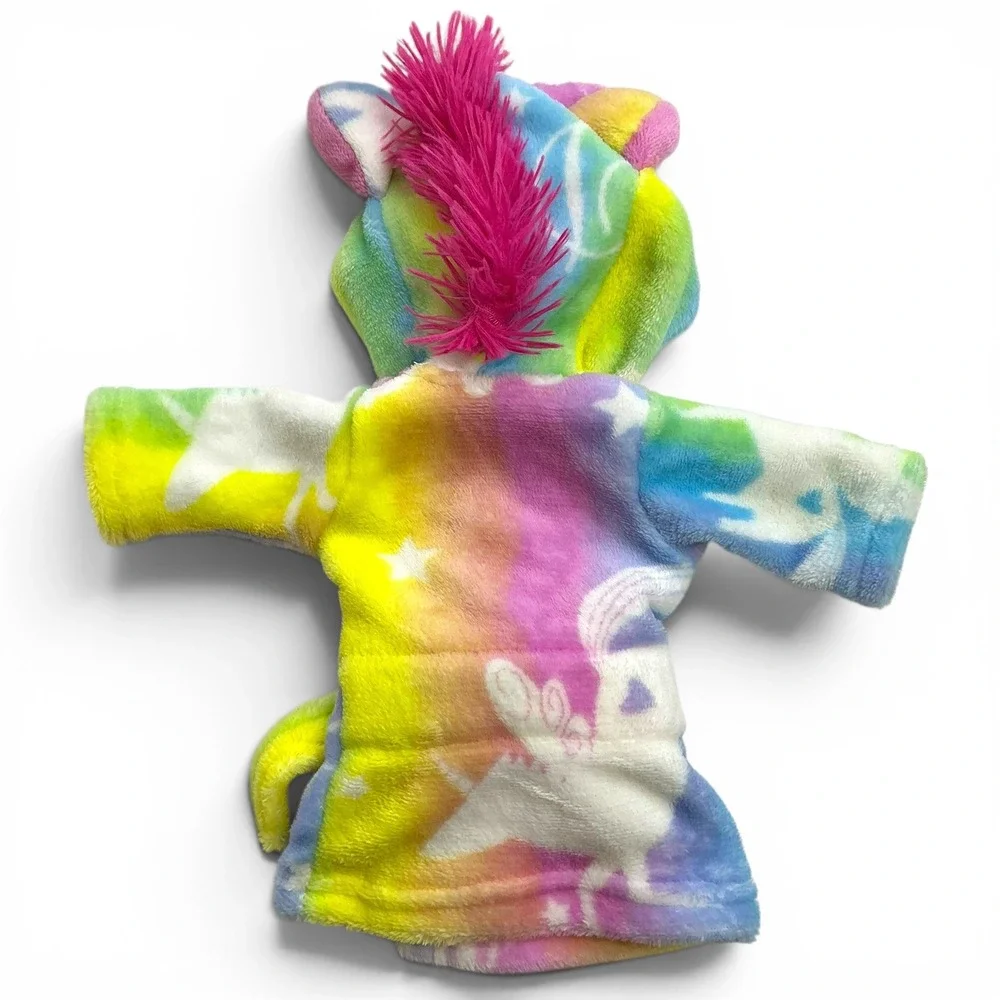 Rainbow Unicorn Fleece Robe Kids 6-7Y With Matching Doll Robe Set